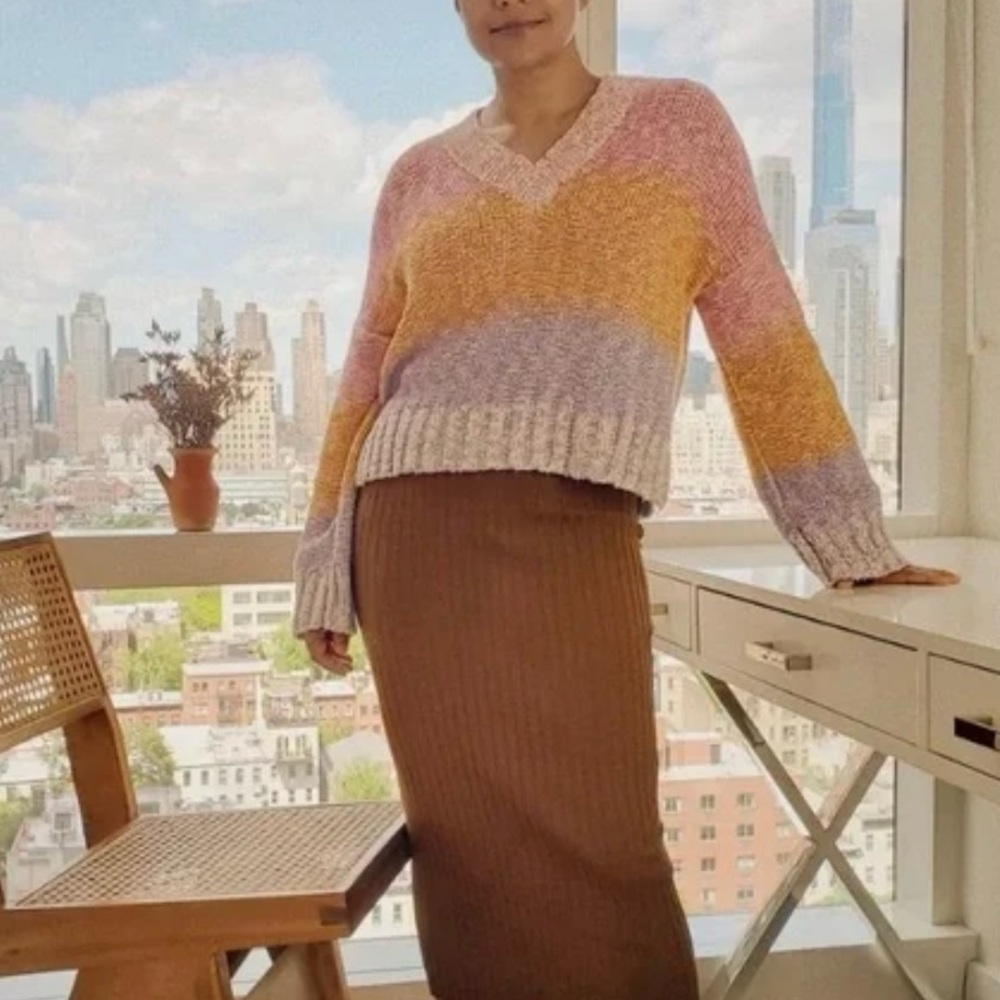 ELEVEN SIX Brie Sweater Striped Colorful Peruvian Pima Cotton Size XS/S‎